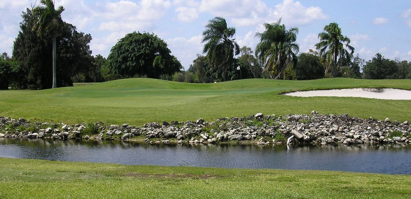View of Golf Course Green with sand and water traps